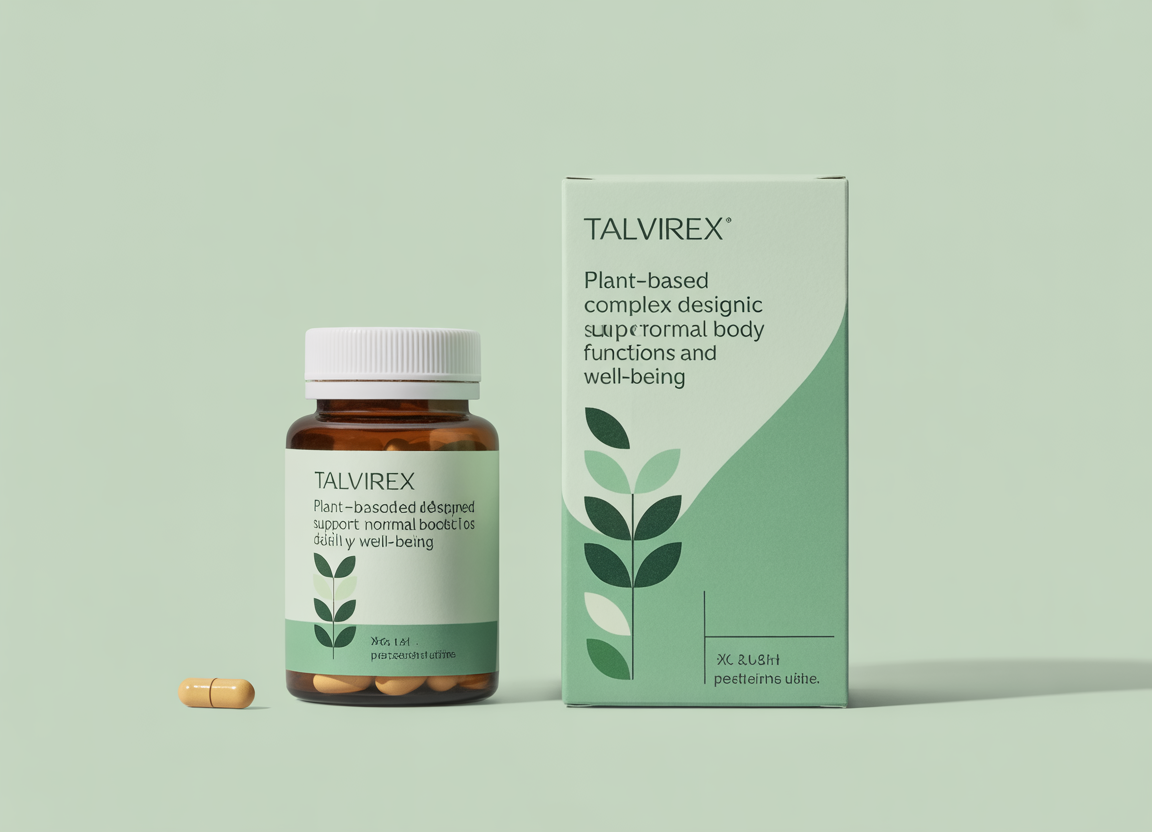 Talvirex supplement bottle and packaging